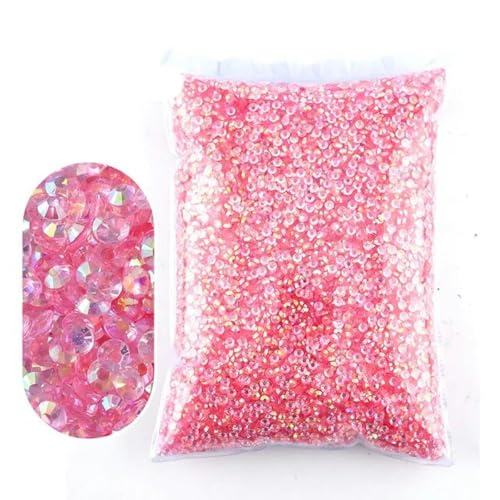 2 – 6 mm Jelly AB-Harz, nicht Hot Fix-Strasssteine, flache Rückseite, Kristalle, Strass-Glitzer, große Packung Steine-TM-Hellrosa AB-5 mm 3000 Stück von WHUCTM