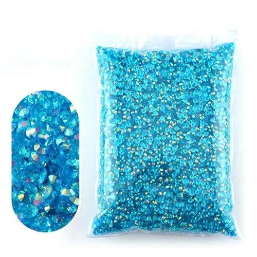 2 – 6 mm Jelly AB-Harz, nicht Hot Fix-Strasssteine, flache Rückseite, Kristalle, Strass-Glitzer, große Packung Steine-TM-Pfauenblau AB-2 mm, 10.000 Stück von WHUCTM