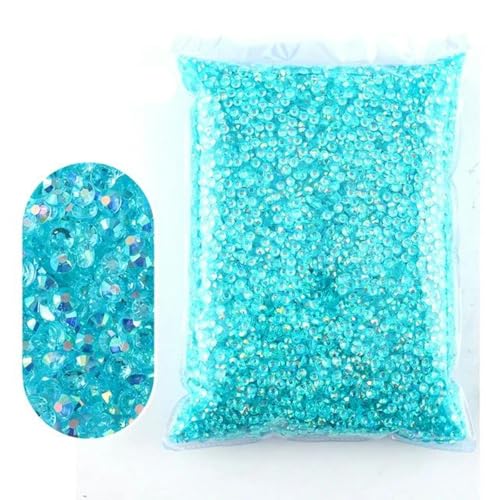 2 – 6 mm Jelly AB-Harz, nicht Hot Fix-Strasssteine, flache Rückseite, Kristalle, Strass-Glitzer, große Packung Steine-TM-Seeblau AB-2 mm, 10.000 Stück von WHUCTM