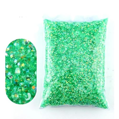 2 – 6 mm Jelly AB-Harz, nicht Hot Fix-Strasssteine, flache Rückseite, Kristalle, Strass-Glitzer, große Packung Steine-TM-hellgrün AB-5 mm 3000 Stück von WHUCTM