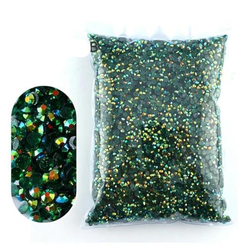 2–6 mm Jelly AB-Harz, nicht Hot Fix-Strasssteine, flache Rückseite, Kristalle, Strass-Glitzer, große Packung Steine-tm Smaragd-3 mm, 10.000 Stück von WHUCTM