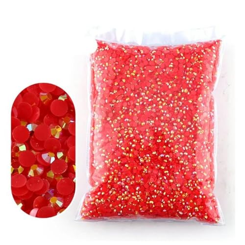 2–6 mm Jelly AB-Harz, nicht Hot Fix-Strasssteine, flache Rückseite, Kristalle, Strass-Glitzer, große Paketsteine-Big Red AB-4 mm, 5000 Stück von WHUCTM