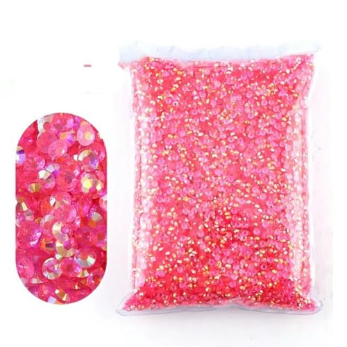 2 – 6 mm Jelly AB-Harz, nicht Hot Fix-Strasssteine, flache Rückseite, Kristalle, Strass-Glitzer, große Paketsteine-TM-Hellrosa-Rot-3 mm, 10.000 Stück von WHUCTM