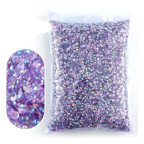 2–6 mm Jelly AB-Harz, nicht Hot Fix-Strasssteine, flache Rückseite, Kristalle, Strass-Glitzer, große Paketsteine-TM-Lavendel-6 mm, 1000 Stück von WHUCTM