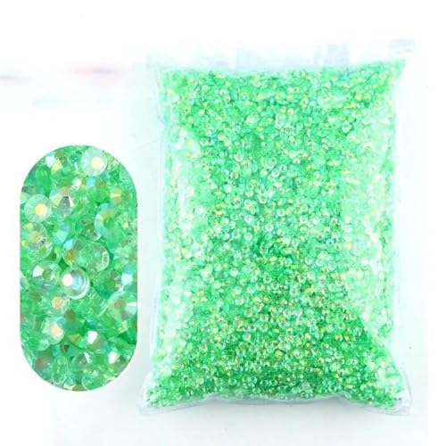 2–6 mm Jelly AB-Harz, nicht Hot Fix-Strasssteine, flache Rückseite, Kristalle, Strass-Glitzer, große Paketsteine-TM-hellgrünAB-3 mm, 10.000 Stück von WHUCTM