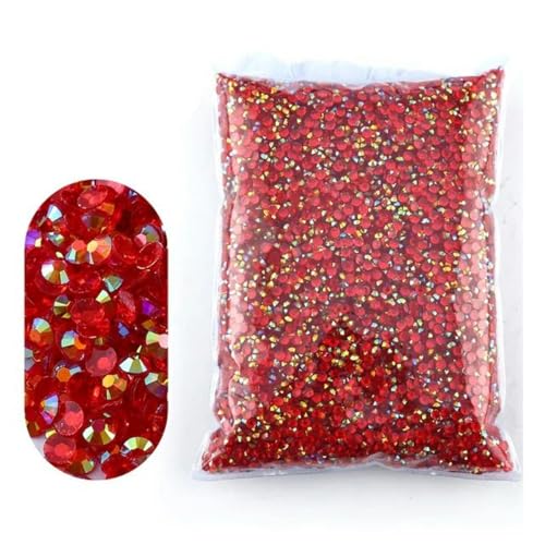 2 – 6 mm Jelly AB-Harz, nicht Hot Fix-Strasssteine, flache Rückseite, Kristalle, Strass-Glitzer, große Paketsteine-Tm- Big Red AB-2 mm, 10.000 Stück von WHUCTM