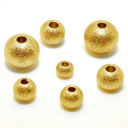 50 Stück Edelstahl-Abstandshalterperlen, Kugeln, 3–8 mm, goldfarbene Perlen, Charm-Armbänder, Schmuckherstellung, DIY-Zubehör, goldfarben, 10 x 2 mm von WHUCTM