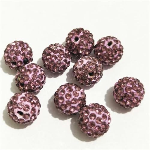 6 mm/8 mm/10/12 mm, 200 Stück Diamant-Abstandsperlen für handgefertigte DIY-Kleidung und Bekleidung-Hellviolett-10 mm, 200 Stück von WHUCTM