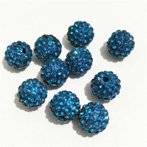 6 mm/8 mm/10/12 mm, 200 Stück Diamant-Abstandsperlen für handgefertigte DIY-Kleidung und Bekleidung-Pfauenblau-6 mm, 200 Stück von WHUCTM