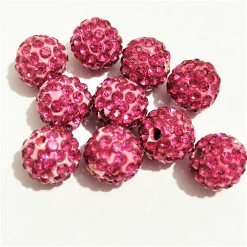 6 mm/8 mm/10/12 mm, 200 Stück Diamant-Abstandsperlen für handgefertigte DIY-Kleidung und Bekleidung-Rosenrot-10 mm, 200 Stück von WHUCTM