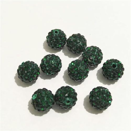 6 mm/8 mm/10/12 mm, 200 Stück Diamant-Abstandsperlen für handgefertigte DIY-Kleidung und Bekleidung-Smaragd-12 mm, 200 Stück von WHUCTM