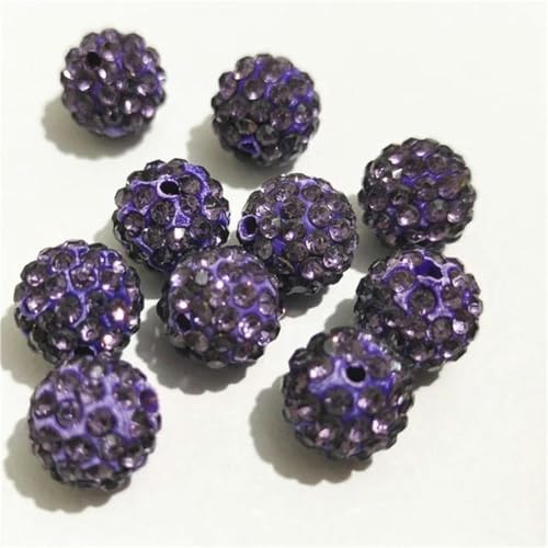 6 mm/8 mm/10/12 mm, 200 Stück Diamant-Abstandsperlen für handgefertigte DIY-Kleidung und Bekleidung-violett-10 mm, 200 Stück von WHUCTM