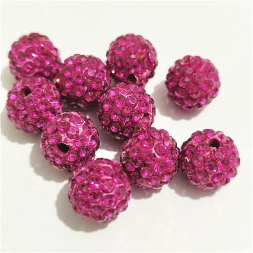 6 mm/8 mm/10/12 mm, 200 Stück Diamant-Abstandsperlen für selbstgemachte Kleidung und Bekleidung-Fuchsia-10 mm, 200 Stück von WHUCTM