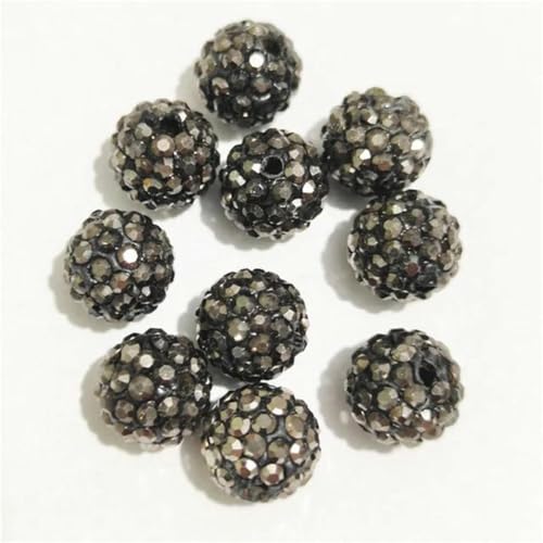 6 mm/8 mm/10/12 mm, 200 Stück Diamant-Abstandsperlen für selbstgemachte Kleidung und Bekleidung - Jet Hematite - 12 mm, 200 Stück von WHUCTM