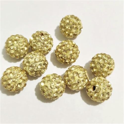 6 mm/8 mm/10/12 mm, 200 Stück Diamant-Abstandsperlen für selbstgemachte Kleidung und Bekleidung-Jonquil-10 mm, 200 Stück von WHUCTM