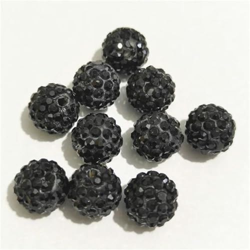 6 mm/8 mm/10/12 mm, 200 Stück Diamant-Abstandsperlen für selbstgemachte Kleidung und Bekleidung-Schwarz-10 mm, 200 Stück von WHUCTM