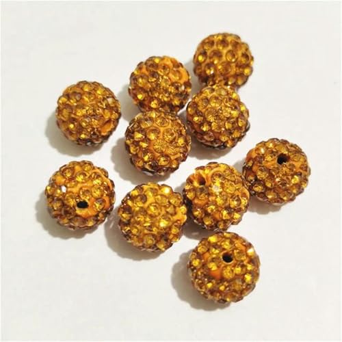 6 mm/8 mm/10/12 mm, 200 Stück Diamant-Abstandsperlen für selbstgemachte Kleidung und Bekleidung-Tapaz-10 mm, 200 Stück von WHUCTM