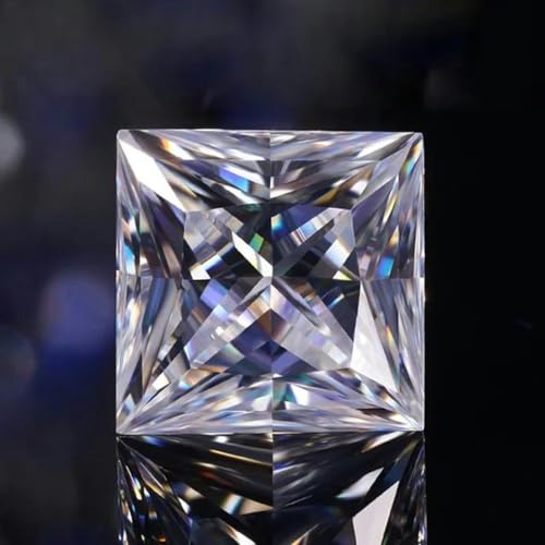 Geschliffener Moissanit-Stein, brillante, lose Edelsteinperlen, im Labor gezüchteter Diamant, bestandener Test GRA-Princess Moissanite-D-12 x 12 mm, 10 Karat von WHUCTM