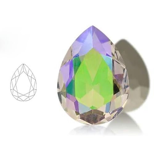 Tropfenförmige Kristall-Strasssteine, Dekoration, Pointback, glänzende Strass-Glassteine, DIY-Hochzeitskleid-Perlen zur Schmuckherstellung, Geisterlicht, 07 x 10 mm, 10 Stück von WHUCTM