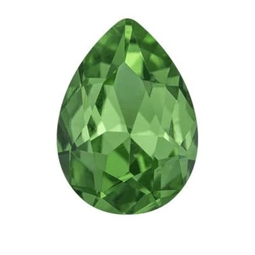 Tropfenförmige Kristall-Strasssteine, Dekoration, Pointback, glänzende Strass-Glassteine, DIY-Hochzeitskleid-Perlen zur Schmuckherstellung, Peridot, 18 x 25 mm, 10 Stück von WHUCTM