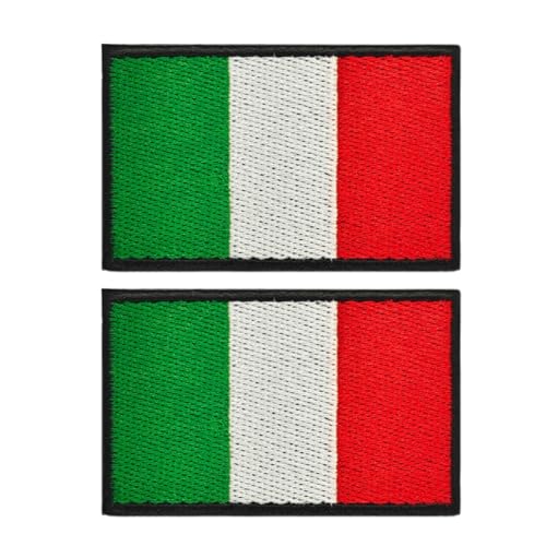 WHYCNJL 2 Stück Italienische Flagge Italienisches Nationalemblem Heißsiegelbarer Gestickter Aufnäher Mit Italienischer Flagge 1*Abreißbarer Aufnäher+1*Heißer Aufnäher von WHYCNJL