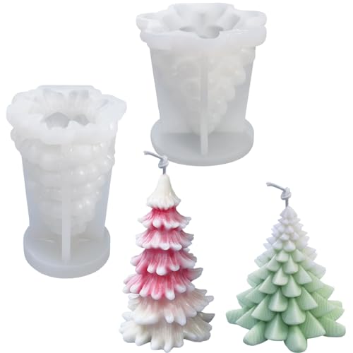 2 Stück Kerzenform Silikon, 3D Weihnachten Kerzenform DIY Kerzengießform Kerzen Silikonform Silikon Kerzen Formen Gießen Candle Mold Für Handarbeit Ornamente Duftkerze von WHangXJangYE