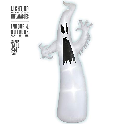 Widmann 75041 - Aufblasbarer leuchtender Geist mit integriertem Gebläse, 244 cm, Dekoration, Halloween von W WIDMANN MILANO Party Fashion