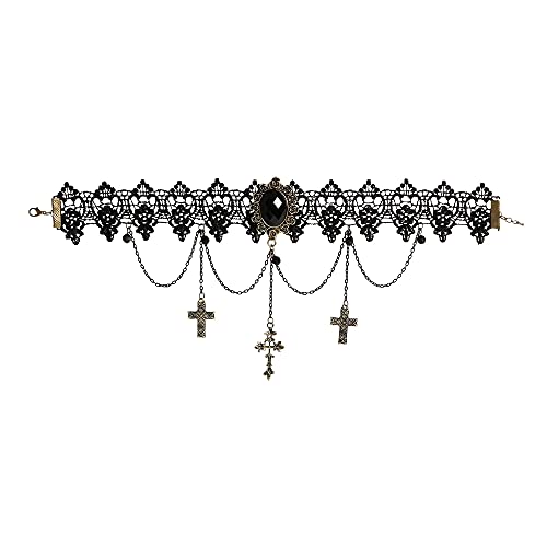 Widmann 03342 - Gothic Halsband mit Anhänger, Ketten und Kreuzen, Schmuck, Halskette, Dark, Gothik, Halloween, Karneval von W WIDMANN MILANO Party Fashion