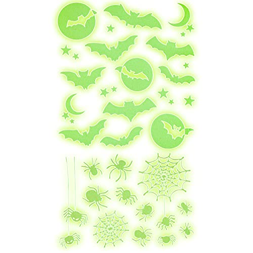 Widmann 86850 - Leuchtende Halloween Deko-Sticker, Glow in the Dark, 21 x 15 cm, Aufkleber, Dekoration, Halloweenparty, Mottoparty, Mehrfarbig, Einheitsgröße von W WIDMANN MILANO Party Fashion