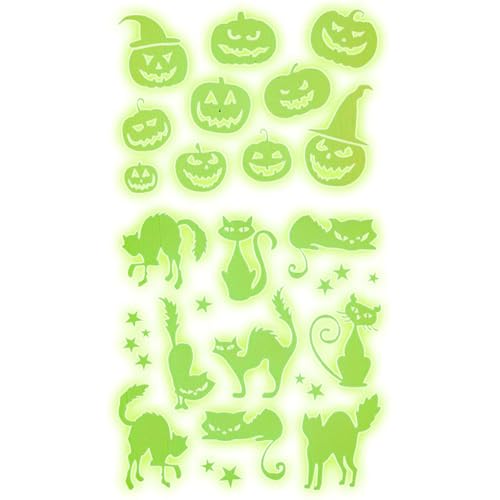 Widmann 86851 - Leuchtende Halloween Deko-Sticker, Glow in the Dark, 21 x 15 cm, Aufkleber, Dekoration, Halloweenparty, Mottoparty, Mehrfarbig, Einheitsgröße von W WIDMANN MILANO Party Fashion