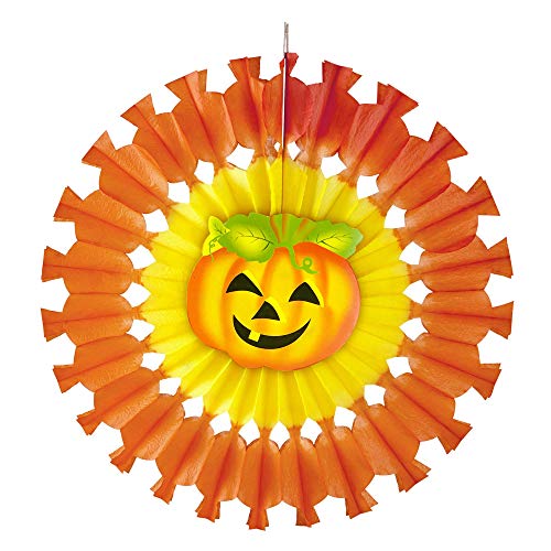 Widmann 95789 - Kürbis Papierfächer, Ø 48 cm, Orange, Dekoration, Halloween, Mottoparty von W WIDMANN MILANO Party Fashion