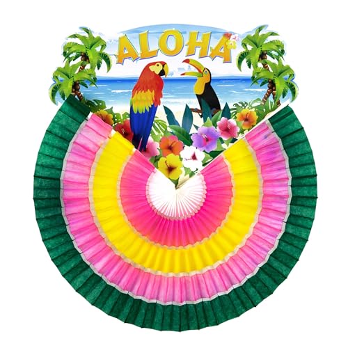 Widmann 95791 - Fächer Aloha, bunt, Ø 46 cm, Tropische Vögel, Dekoration, Hawaii, Mottoparty von W WIDMANN MILANO Party Fashion