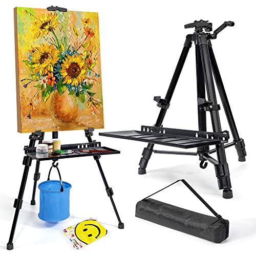 WIIGO Kunststaffelei Ständer zum Malen, verstellbar 51-155 cm, zusammenklappbares Stativ-Display-Staffelei, Künstler-Staffelei mit Tasche/Fässer, Tischplatte und Bodenmalerei, Display, Zeichnen, von WIIGO