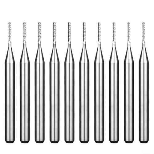 Robuste Hartmetall-Fräser-Bits für Leiterplatten, Fiberglas, Kohleplatten und mehr, 10-teiliges Set (0,6 x 5 mm) von WIIYENA