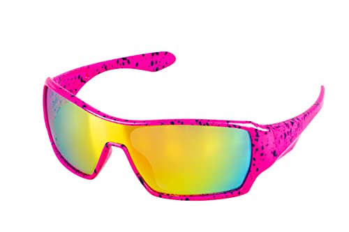 WILBERS & WILBERS 20129 - Retro Brille 80er Jahre mit Spiegelglas, für Damen und Herren, Partybrille für Karneval, Neon Pink von WILBERS & WILBERS