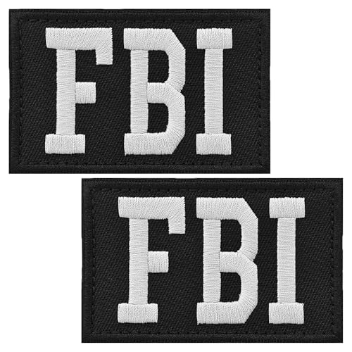 WILDREEDS 2 Stück Klettverschluss-FBI-Patches, taktischer Polizei-FBI-Stickerei-Aufnäher für Polizeihut, Weste, Jacke von WILDREEDS