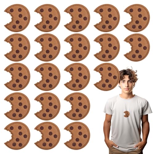 WILDREEDS 20 Stück Cookie Iron on Patches Bestickte Niedliche Cookie Patch für Kleidung T-Shirt Rucksäcke Hüte Jeans Jacken von WILDREEDS