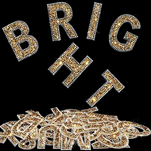 37 Stücke Bling Kristall Strass Alphabet Nummer Aufkleber 2,56 Zoll Hohe Große Glitzer Buchstaben und Symbol Aufkleber Selbstklebende Aufkleber für Kleidung DIY Dekor (Gold, Weiß) von WILLBOND