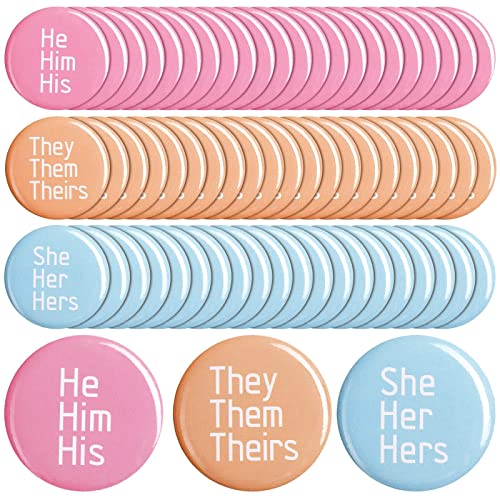 Pronomen Pinback Button Badges Pins They Them She Her Pronomen Pin Geschlecht Identität Pins Variety Pack für Hemden Kleidung (60 Stück) von WILLBOND