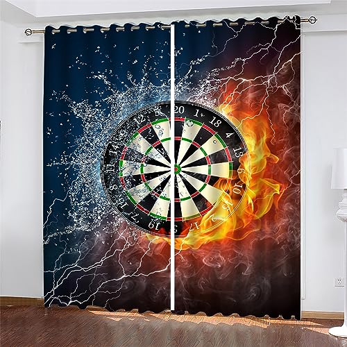 WIMAAN Verdunkelungsvorhänge 150x166 cm（BxH）, Wasserfeuer-Dartscheibe Thermo Isoliert Lärmminderung Vorhänge, Polyester Anti-Fade Vorhange für Schlafzimmer Wohnzimmer Kinderzimmer Vorhang 2-Pcs von WIMAAN