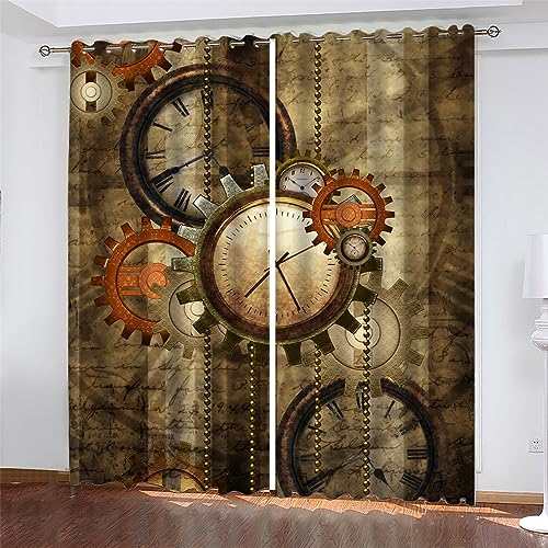 WIMAAN Verdunkelungsvorhänge 220x215 cm Blickdichte mit Ösen 3D Vorhänge, Steampunk-AusrüStung Wärmedämmende und geräuschreduzierende Vorhänge, für Schlafzimmer Kinderzimmer Wohnzimmer 2-pcs von WIMAAN