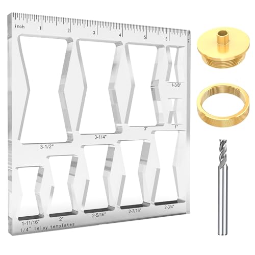 10-in-1-Fräserschablonen für Holzbearbeitung, Schmetterlings-Vorrichtung, Fliege, Einlage, mit 6,35 mm (1/4 Zoll) Oberfräsenführungsschablone und Mutter, 6,35 mm Fräser-Bits für Holz von WIMNISV