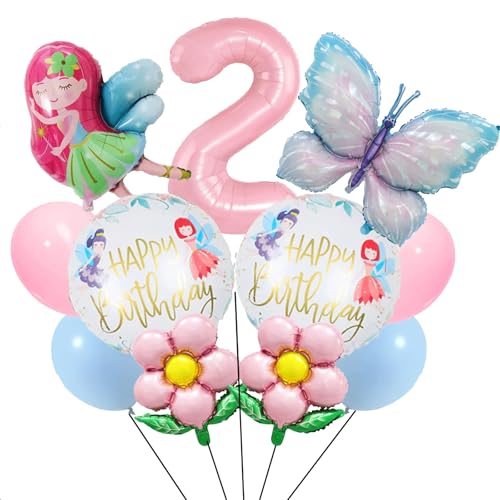 WINFLUENCE 2 Jahre Schmetterling Geburtstag Deko, Bunt Schmetterling Luftballon für Mädchen 2 Jahre Schmetterling Deko Gebuartstag Party von WINFLUENCE