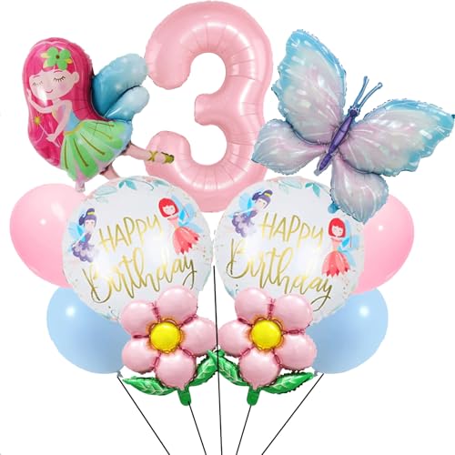 WINFLUENCE 3 Jahre Schmetterling Geburtstag Deko, Bunt Schmetterling Luftballon für Mädchen 3 Jahre Schmetterling Deko Gebuartstag Party von WINFLUENCE