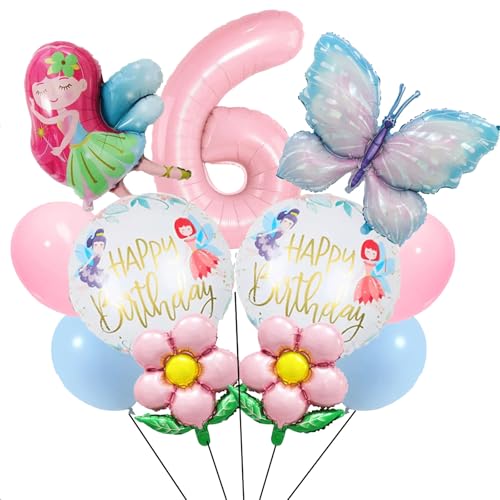 WINFLUENCE 6 Jahre Schmetterling Geburtstag Deko, Bunt Schmetterling Luftballon für Mädchen 6 Jahre Schmetterling Deko Gebuartstag Party von WINFLUENCE