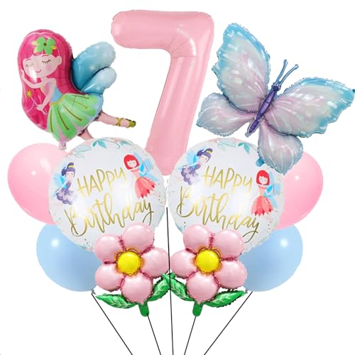 WINFLUENCE 7 Jahre Schmetterling Geburtstag Deko, Bunt Schmetterling Luftballon für Mädchen 7 Jahre Schmetterling Deko Gebuartstag Party von WINFLUENCE