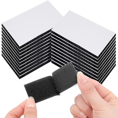 WINKIO 20 Stück 30mm×50mm Klettband Selbstklebend Extra Stark，Doppelseitig klettverschluss selbstklebend, Schwarz Selbstbefestigendes klebepads，Breit Selbstklebendes Klebepad von WINKIO