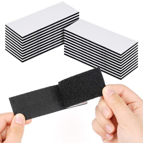 WINKIO 20 Stück 30x100mm Klettband Selbstklebend Extra Stark, Klettverschluss, Schwarz doppelseitiges Breit Selbstklebendes Klebepads von WINKIO