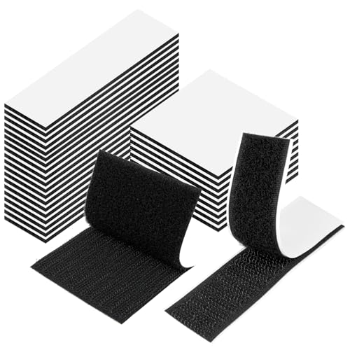 30 Stück Slettband Selbstklebend Extra Stark, Klettverschluss Selbstklebend, Klebepads Doppelseitig Schwarz für Wände/Boden/Tür/Gläser/Metalle(20PCS 2.5×10cm + 10PCS 6×6cm) von WINKIO