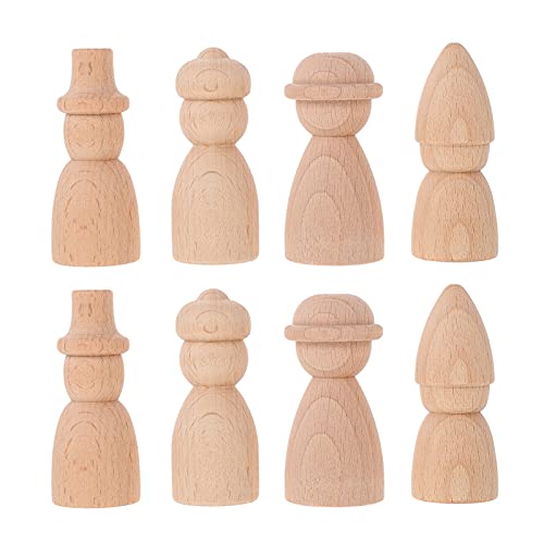 WINOMO Holzkegel Figuren Holzfiguren zum Bemalen Basteln Kinder Spielfiguren Figurenkegel Familie Figuren Dekoration Ornament für Mann Frau Junge Mädchen Kinder Spielezeug 8 Stücke von WINOMO